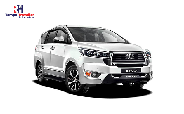 7+1-seater Toyota Crysta/Innova available for rent in Bangalore. Perfect for larger groups or families, offering spacious seating and comfort for both local and outstation trips