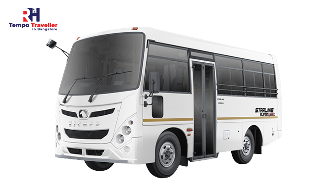 Rent a 21-seater mini bus in Bangalore for large groups. Ideal for events and trips with spacious seating. Explore competitive 21-seater mini bus prices in Bangalore and flexible rent per kilometer rates.